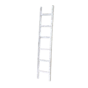 Homeroots 6 Step Rustic White Wash Wood Ladder Shelf  Wood 380341