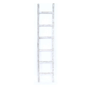 Homeroots 6 Step Rustic White Wash Wood Ladder Shelf  Wood 380341