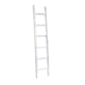 Homeroots 6 Step Rustic White Wash Wood Ladder Shelf  Wood 380341