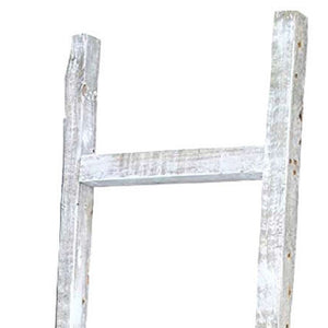 Homeroots 6 Step Rustic White Wash Wood Ladder Shelf  Wood 380341