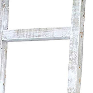 Homeroots 6 Step Rustic White Wash Wood Ladder Shelf  Wood 380341