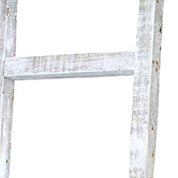 Homeroots 6 Step Rustic White Wash Wood Ladder Shelf  Wood 380341