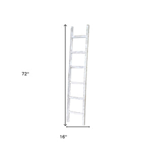 Homeroots 6 Step Rustic White Wash Wood Ladder Shelf  Wood 380341