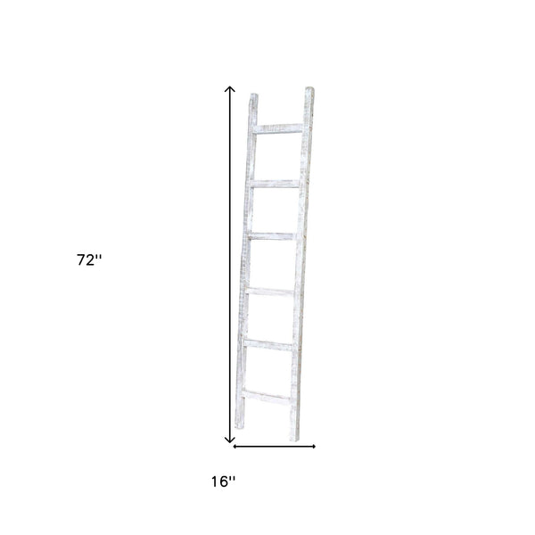 Homeroots 6 Step Rustic White Wash Wood Ladder Shelf  Wood 380341