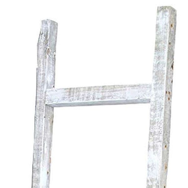 Homeroots 6 Step Rustic White Wash Wood Ladder Shelf  Wood 380341