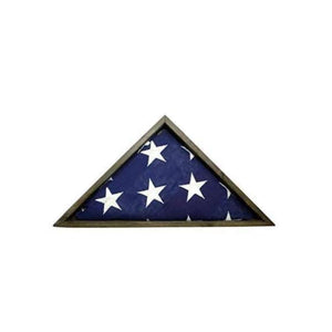 Homeroots Rustic Weathered Grey Reclaimed Wood Triangle Wooden Display Flag Case  Wood 380344