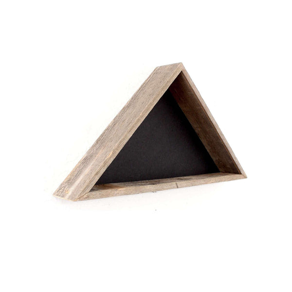 Homeroots Rustic Weathered Grey Reclaimed Wood Triangle Wooden Display Flag Case  Wood 380344
