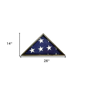 Homeroots Rustic Weathered Grey Reclaimed Wood Triangle Wooden Display Flag Case  Wood 380344
