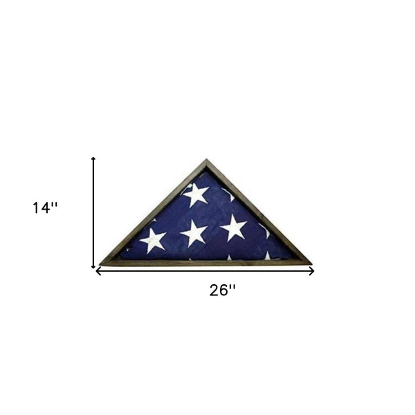 Homeroots Rustic Weathered Grey Reclaimed Wood Triangle Wooden Display Flag Case  Wood 380344