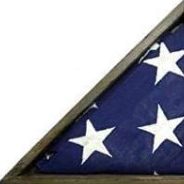 Homeroots Rustic Weathered Grey Reclaimed Wood Triangle Wooden Display Flag Case  Wood 380344