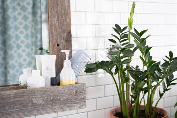 Homeroots Rustic Weathered Gray Reclaimed Wood Plank Mirror With Shelf  Wood 380345