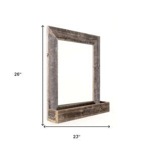 Homeroots Rustic Weathered Gray Reclaimed Wood Plank Mirror With Shelf  Wood 380345