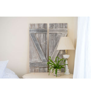 Homeroots Set Of Two Rustic Weathered Grey Wood Decorative Window Shutters  Wood 380349
