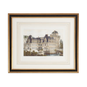Chelsea House Chateau Lithograph Print Of De Villandry In Black & Gold Frame, French Mat, Ready-To-Hang Elegance 380365