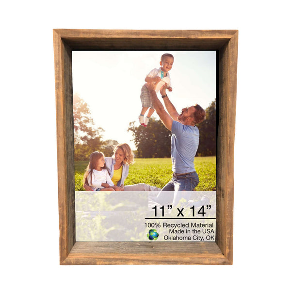 Homeroots 11x14 Rustic Weathered Grey Box Picture Frame With Hanger   380377