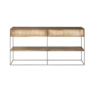 Homeroots 63" Brown Solid Wood Two Drawer Sideboard   380384