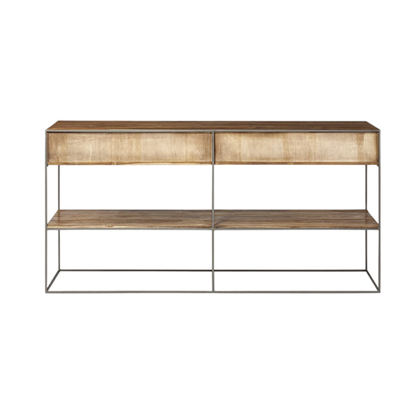 Homeroots 63" Brown Solid Wood Two Drawer Sideboard   380384