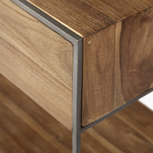 Homeroots 63" Brown Solid Wood Two Drawer Sideboard   380384