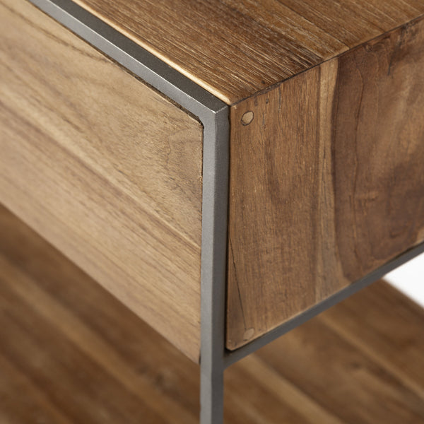 Homeroots 63" Brown Solid Wood Two Drawer Sideboard   380384