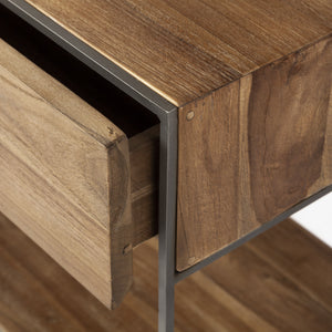 Homeroots 63" Brown Solid Wood Two Drawer Sideboard   380384