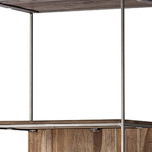 Homeroots Brown Wood And Silver Metal Frame With 4 Shelf Shelving Unit   380385
