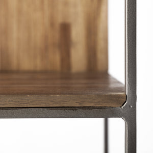 Homeroots Brown Wood And Silver Metal Frame With 4 Shelf Shelving Unit   380385