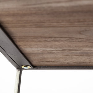 Homeroots Brown Wood And Silver Metal Frame With 4 Shelf Shelving Unit   380385