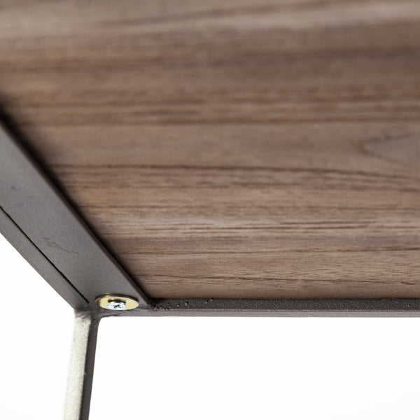 Homeroots Brown Wood And Silver Metal Frame With 4 Shelf Shelving Unit   380385