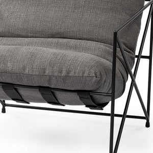 Homeroots 30" Gray And Black Linen Lounge Chair   380387