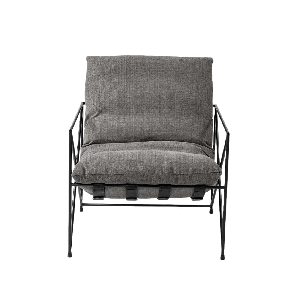 HomeRoots 30" Gray and Black Linen Lounge Chair - Modern Comfort with Durable Design for Any Living Space 380387