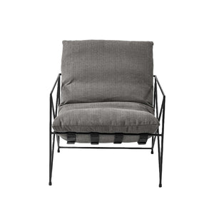 Homeroots 30" Gray And Black Linen Lounge Chair   380387