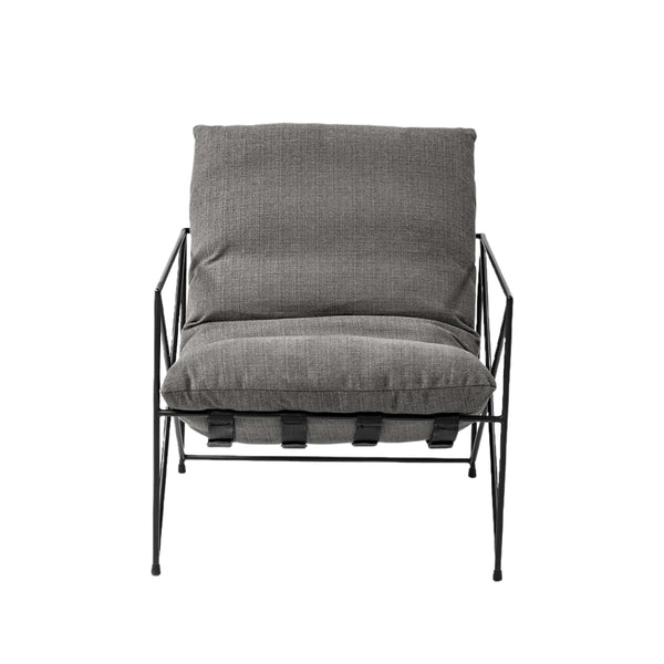 Homeroots 30" Gray And Black Linen Lounge Chair   380387