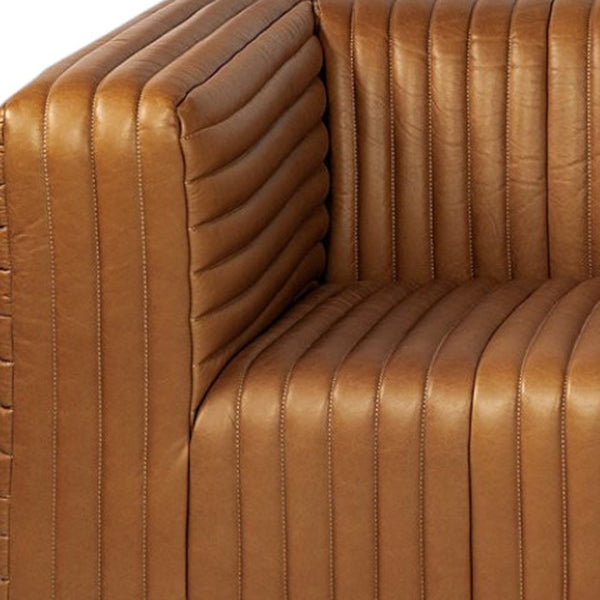 Homeroots 39" Gold Leather Sofa With Silver Metallic Legs   380388