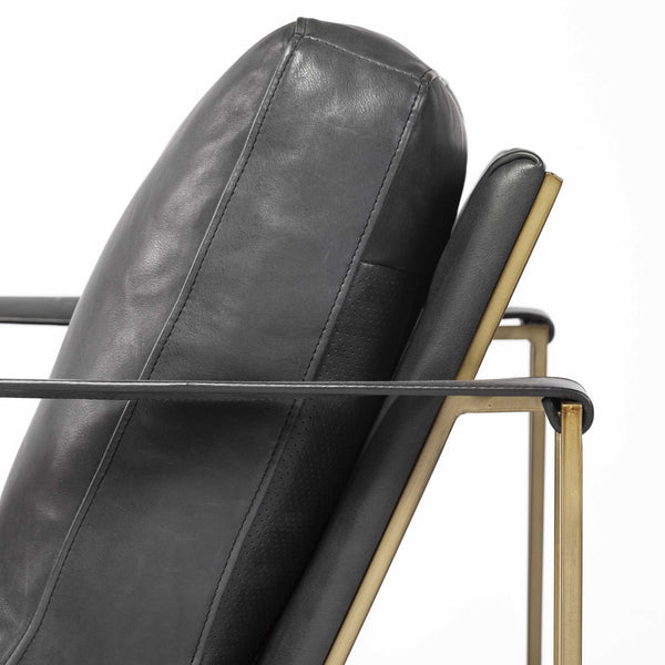 Homeroots 34" Black And Gold Faux Leather Lounge Chair   380392