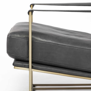 Homeroots 34" Black And Gold Faux Leather Lounge Chair   380392