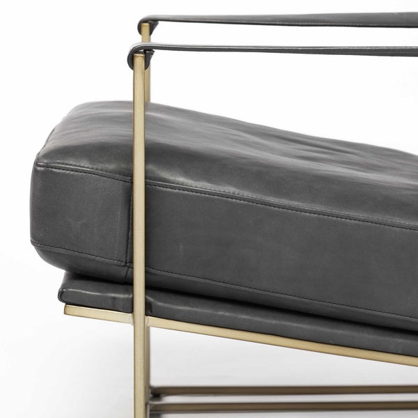 Homeroots 34" Black And Gold Faux Leather Lounge Chair   380392