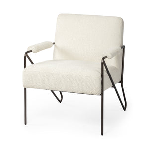 Homeroots 31" Off White And Brown Fabric Arm Chair   380394