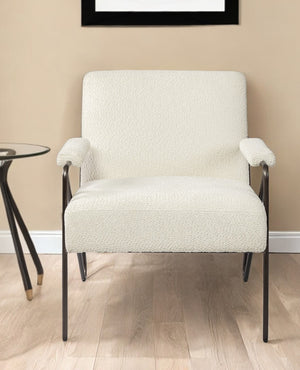Homeroots 31" Off White And Brown Fabric Arm Chair   380394