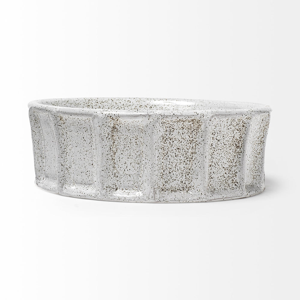 Homeroots Small White Ceramic Bowl   380395