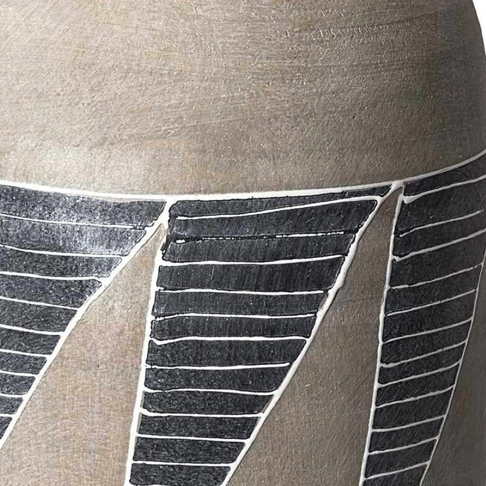 HomeRoots 15" Geometric Ceramic Table Vase in Brown and Gray - Modern Artistry for Stylish Home Decor! 380397