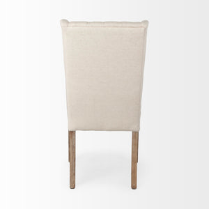 Homeroots Tufted Cream And Brown Upholstered Linen Wing Back Dining Side Chair  Wood 380400