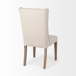 Homeroots Tufted Cream And Brown Upholstered Linen Wing Back Dining Side Chair  Wood 380400