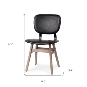 Homeroots Set Of Two Black And Brown Upholstered Faux Leather Open Back Side Chairs  Wood 380402