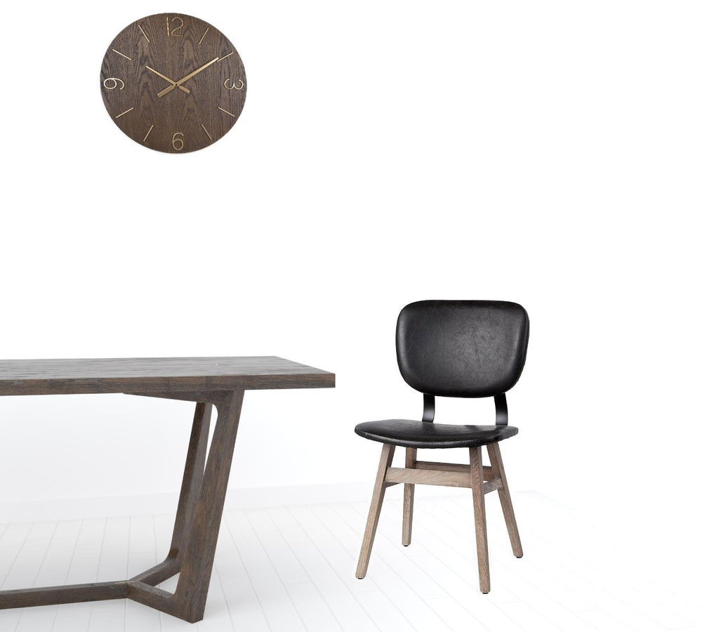HomeRoots Set of Two Modern Black Faux Leather Armless Side Chairs with Brown Wood Legs for Dining & Accent Use 380402