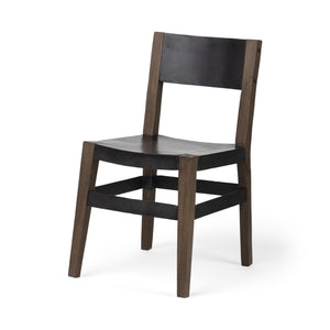 Homeroots Black And Brown Metal And Wood Open Back Dining Side Chair  Metal And Wood 380403