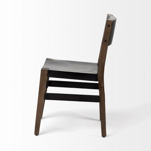 Homeroots Black And Brown Metal And Wood Open Back Dining Side Chair  Metal And Wood 380403