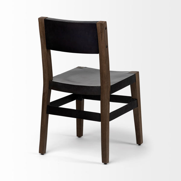 Homeroots Black And Brown Metal And Wood Open Back Dining Side Chair  Metal And Wood 380403