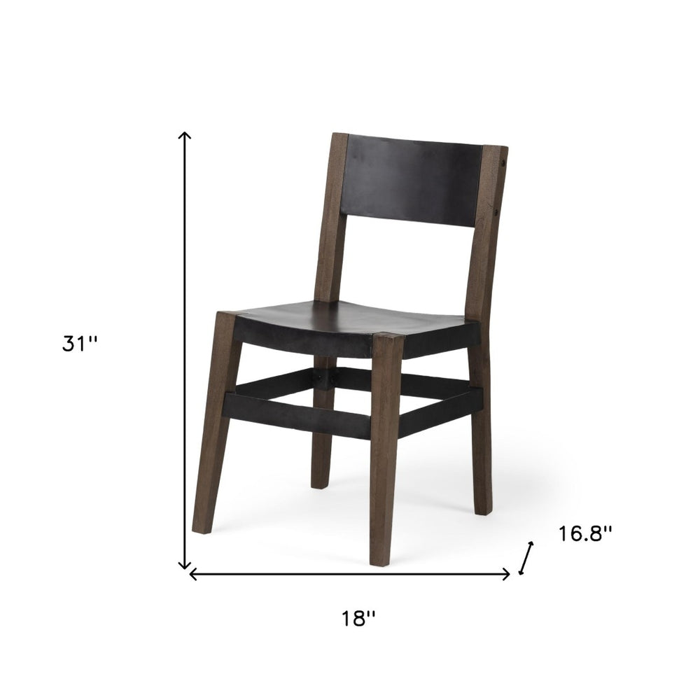 HomeRoots Black Open Back Dining Side Chair - Modern Metal & Wood Design for Versatile Home Use & Comfort 380403