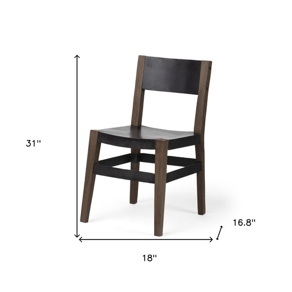 Homeroots Black And Brown Metal And Wood Open Back Dining Side Chair  Metal And Wood 380403