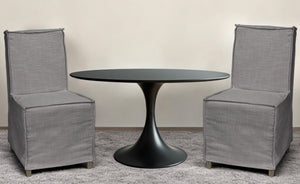 Homeroots Set Of Two Gray And Brown Slipcovered Wood Parsons Chairs  Wood 380404